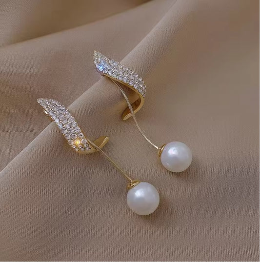 SF Pearl & Diamond Gold Earrings